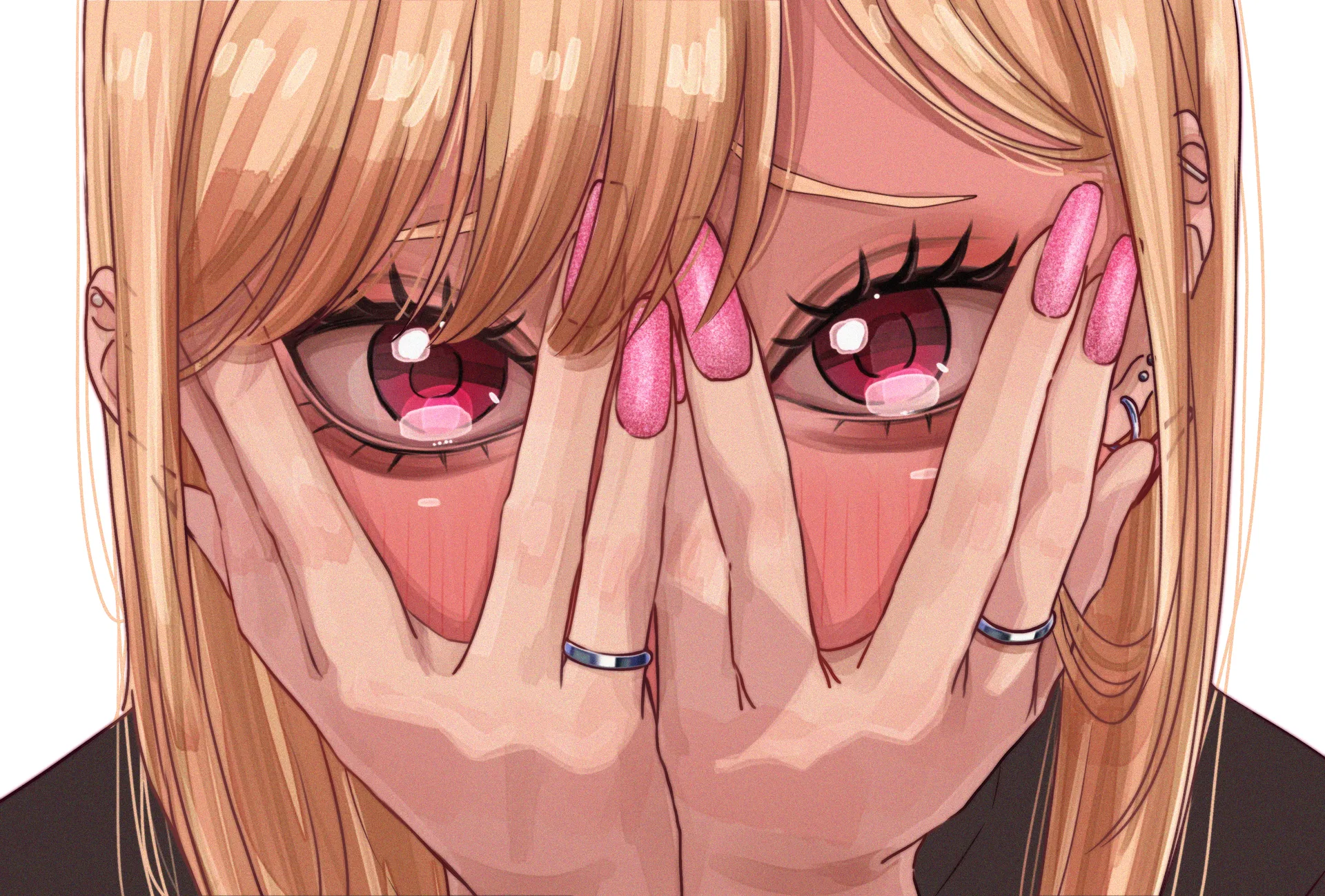 long hair · sono bisque doll wa koi wo suru · frontal view · hand on face