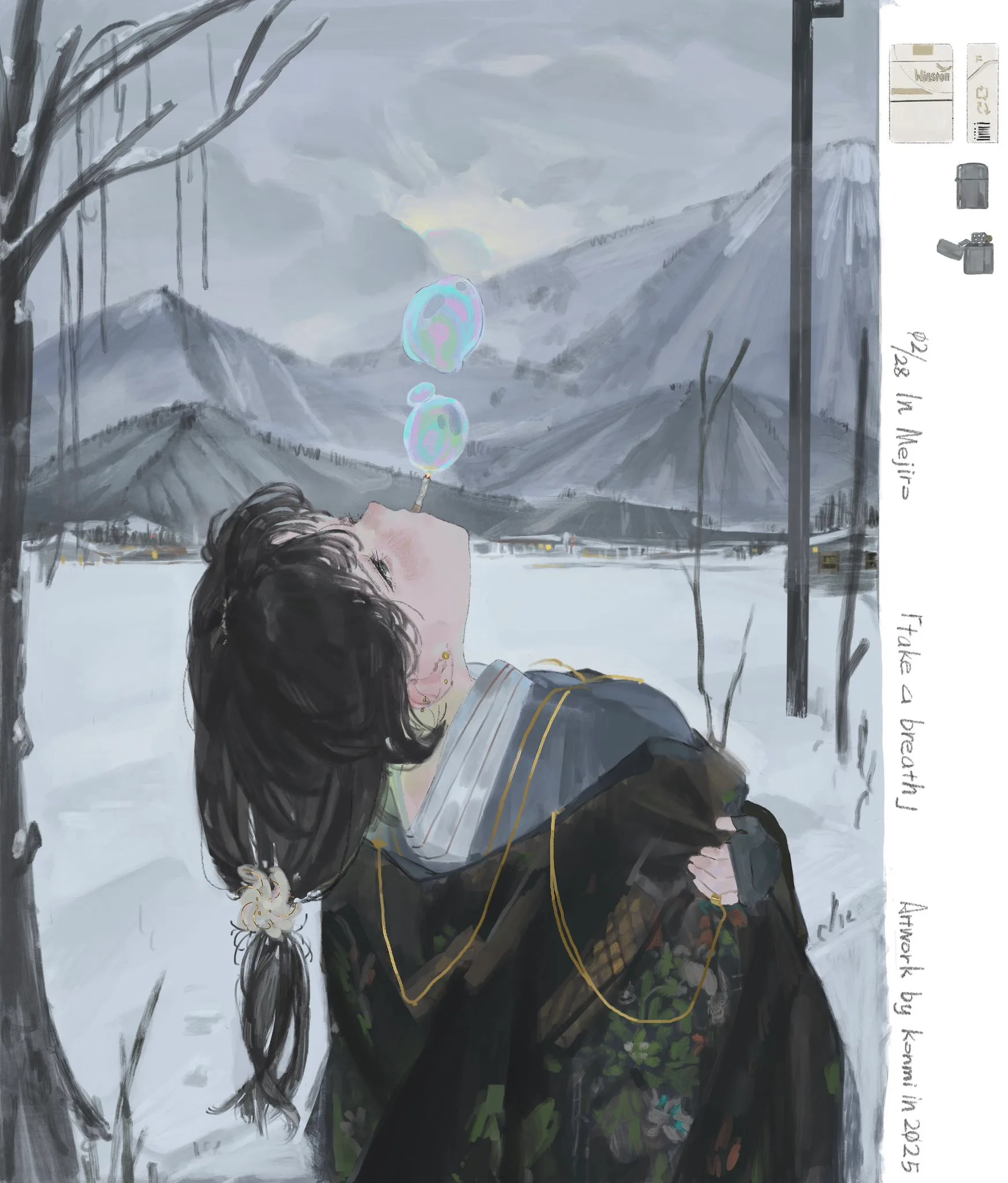 Kommi Ene · artwork · illustration · black hair