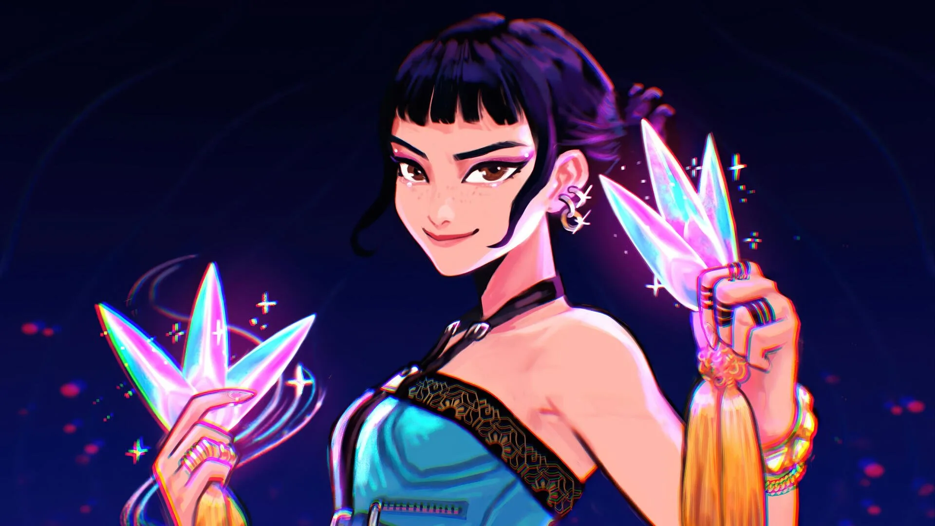 Netflix · KPop Demon Hunters · simple background · animated character