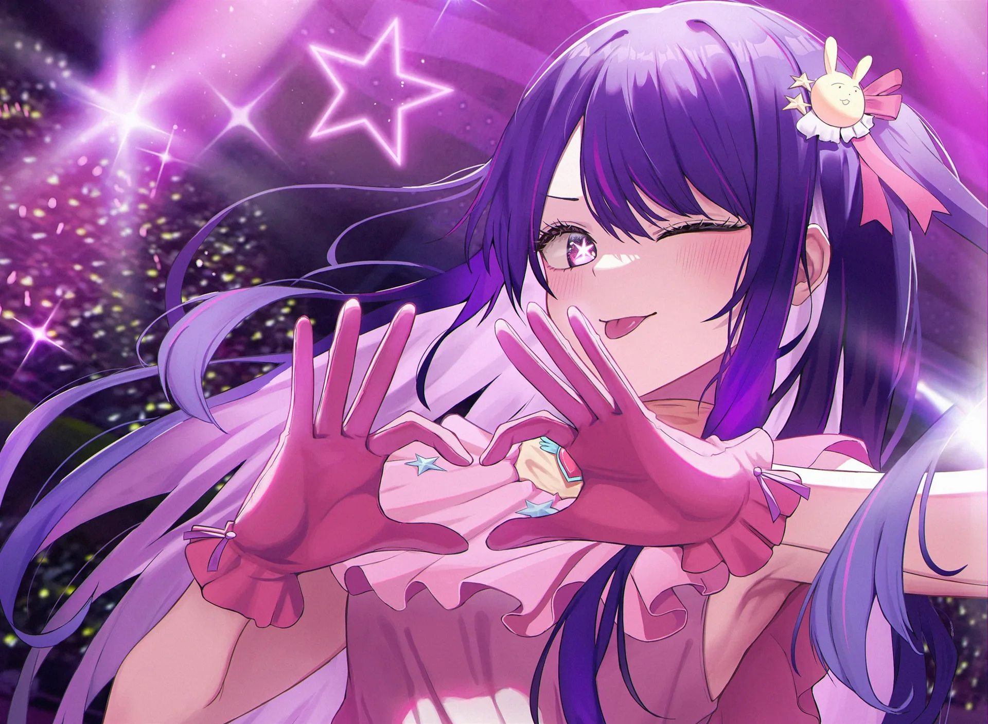 Oshi no Ko · Hoshino Ai · heart hands · wink