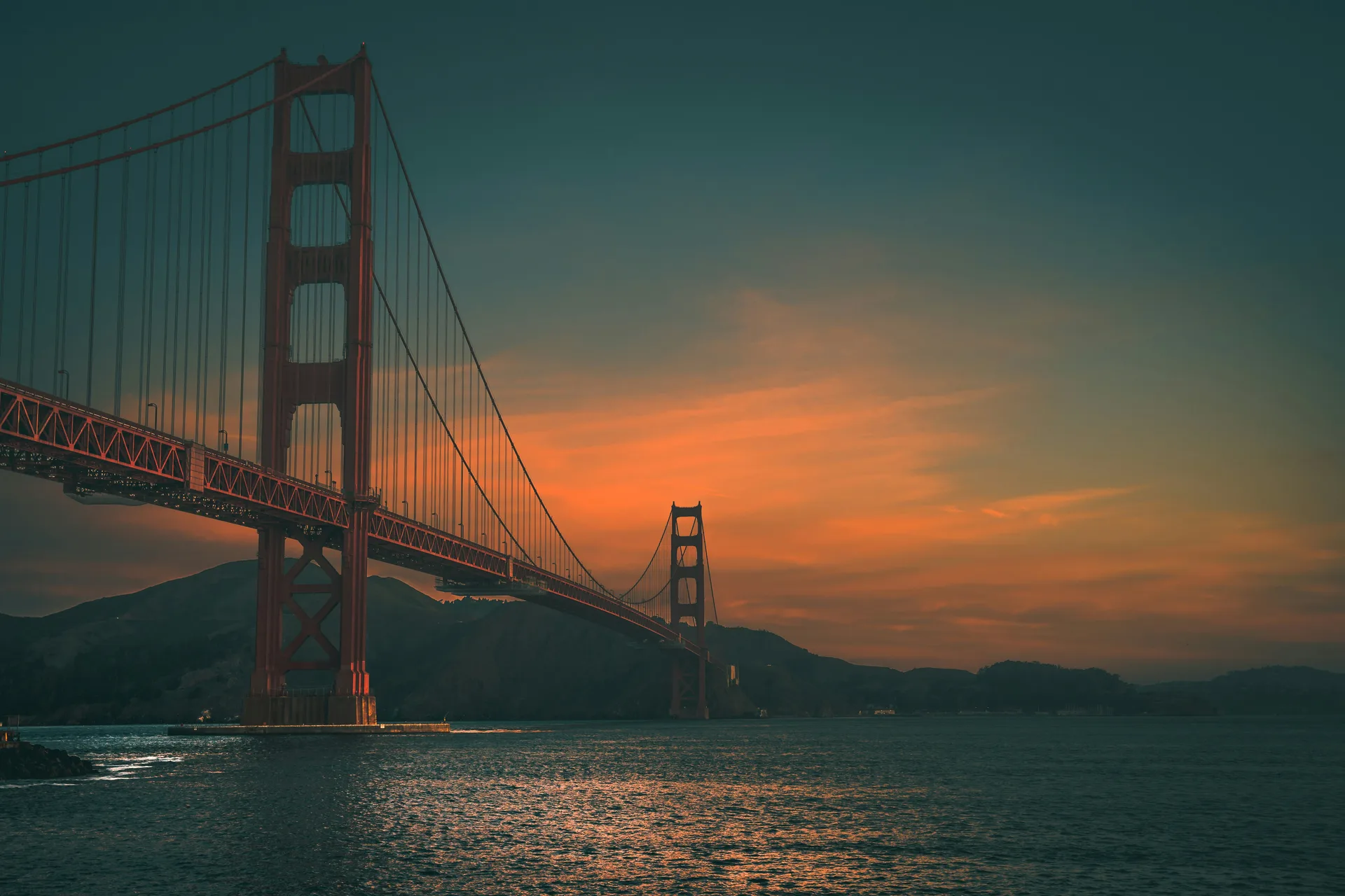 Golden Gate Bridge · sunset · seashore · photography