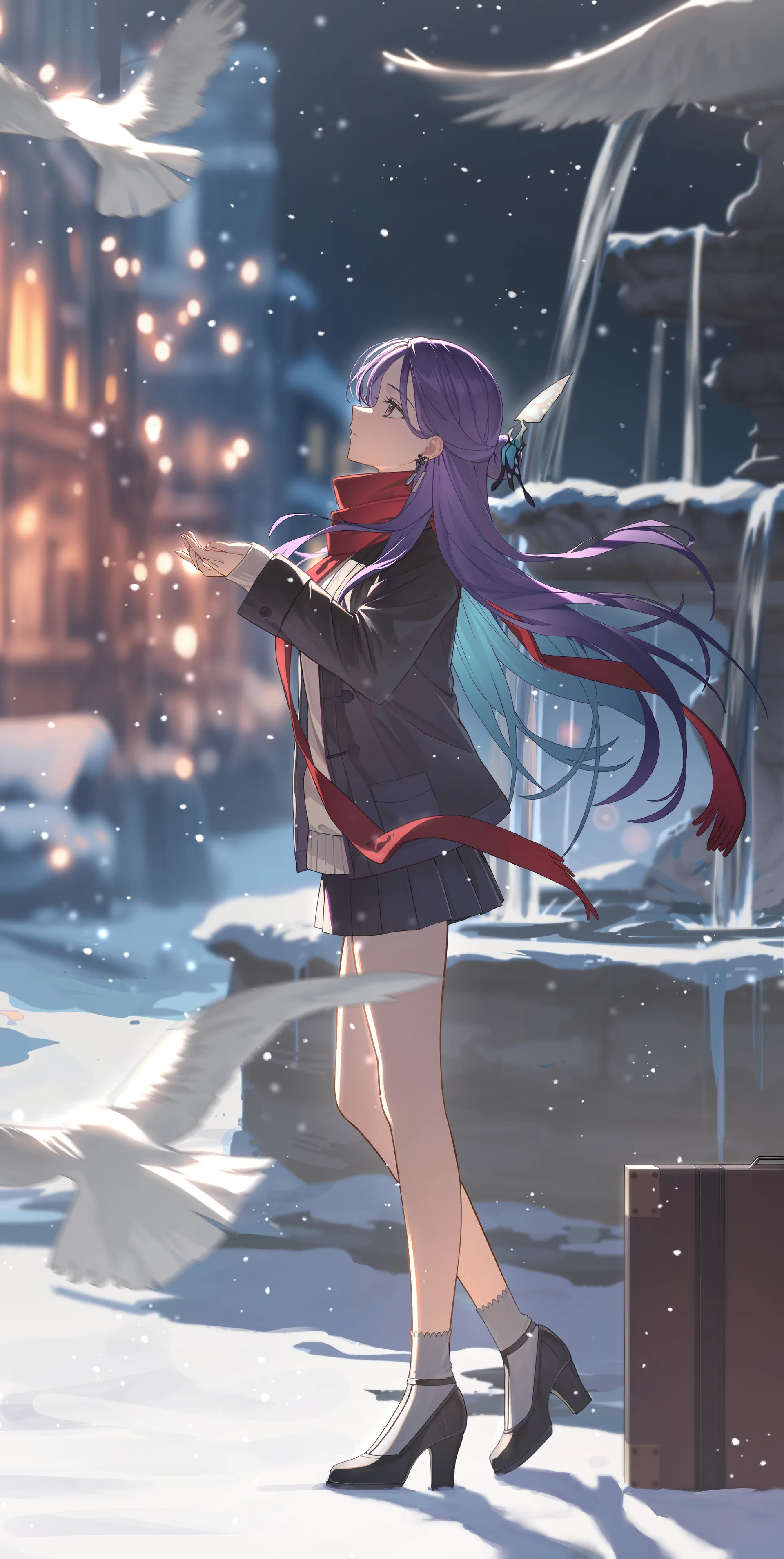 honshin01 · anime girls · winter · snow