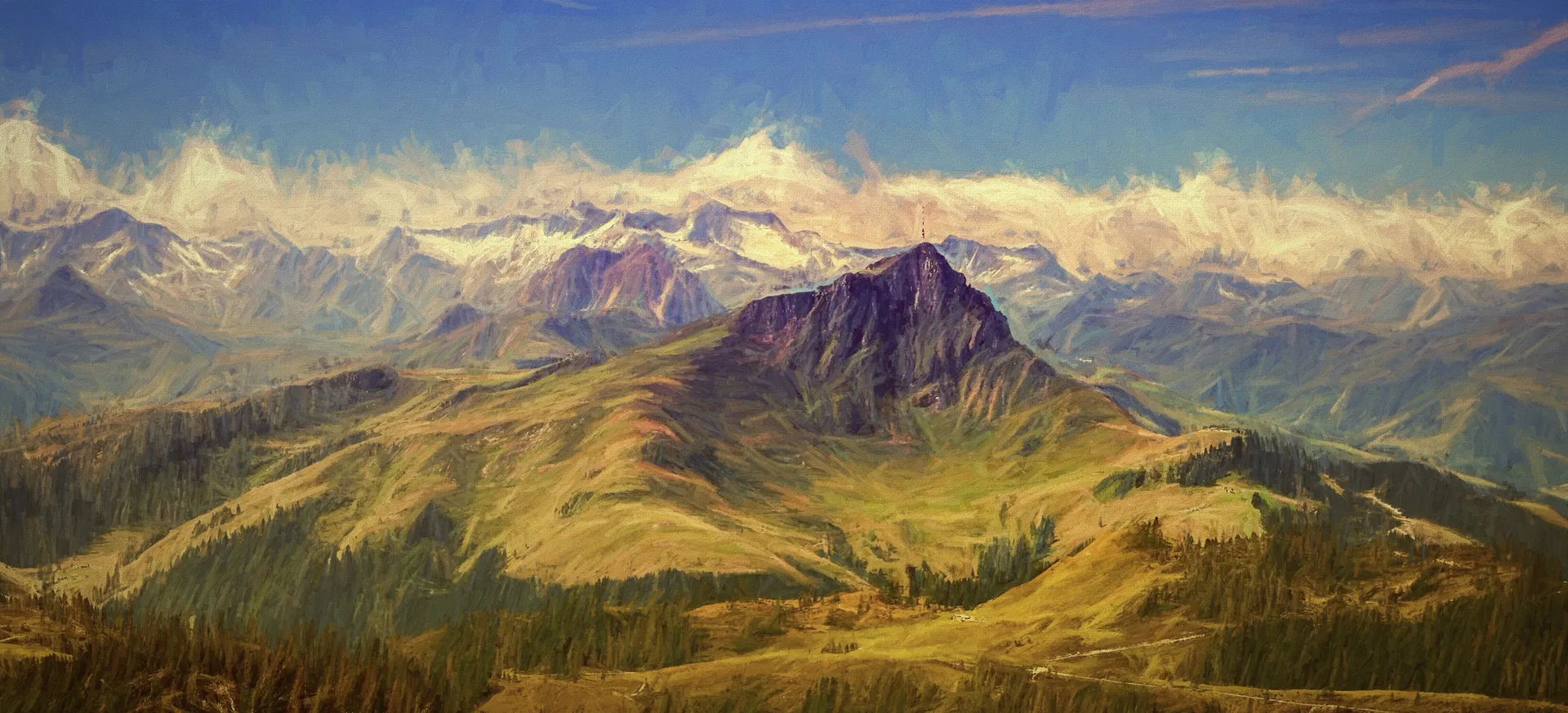 Panorama of Kithbuhel horn, digital paiting.