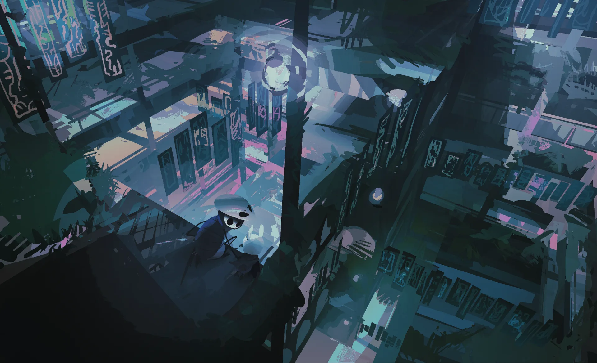 Hollow Knight · video game art · landscape · catadioptric