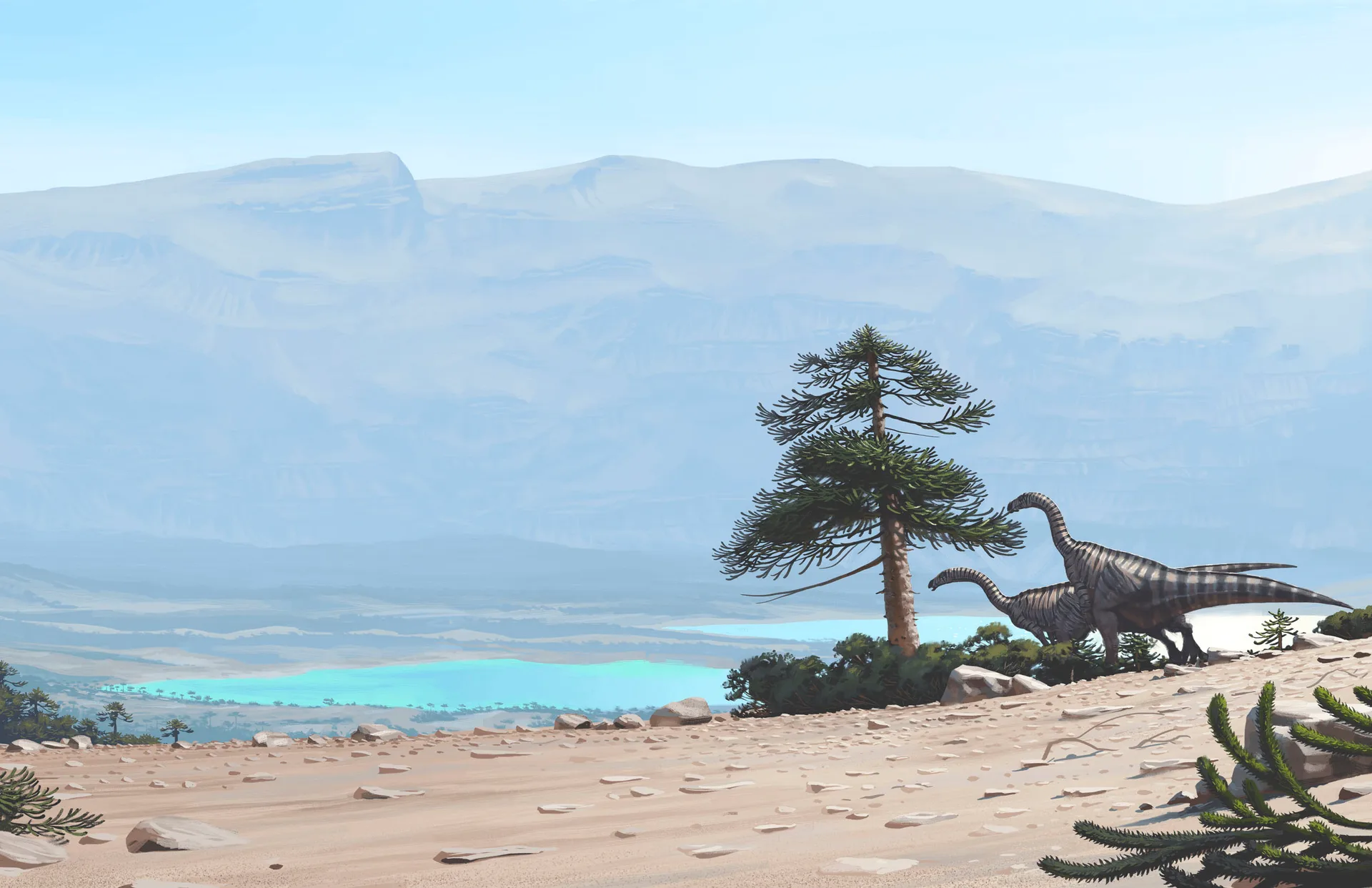 Simon Stålenhag · dinosaurs · sky · plants