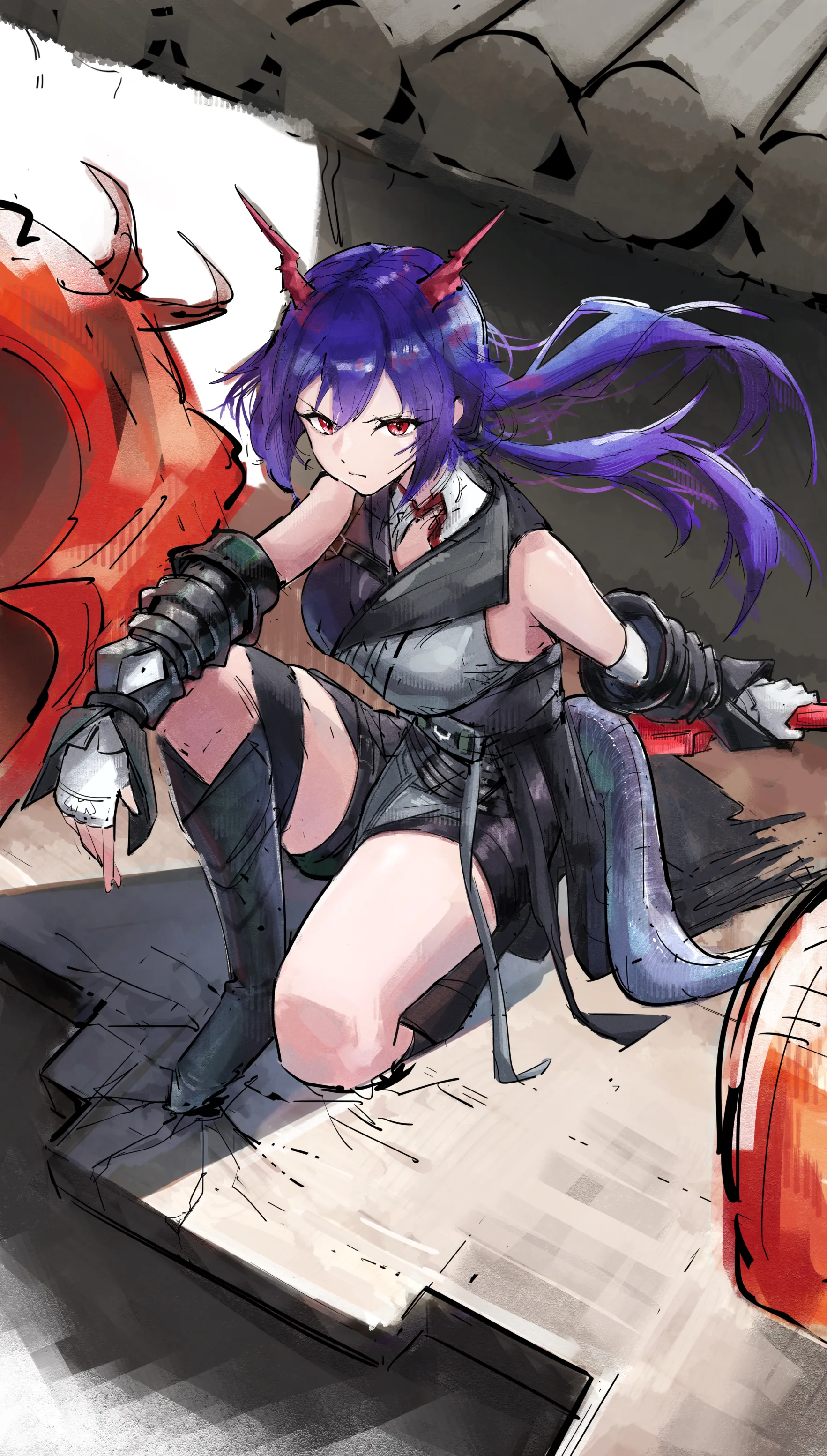 Arknights · blue hair · Katagiri Nanoka · thighs