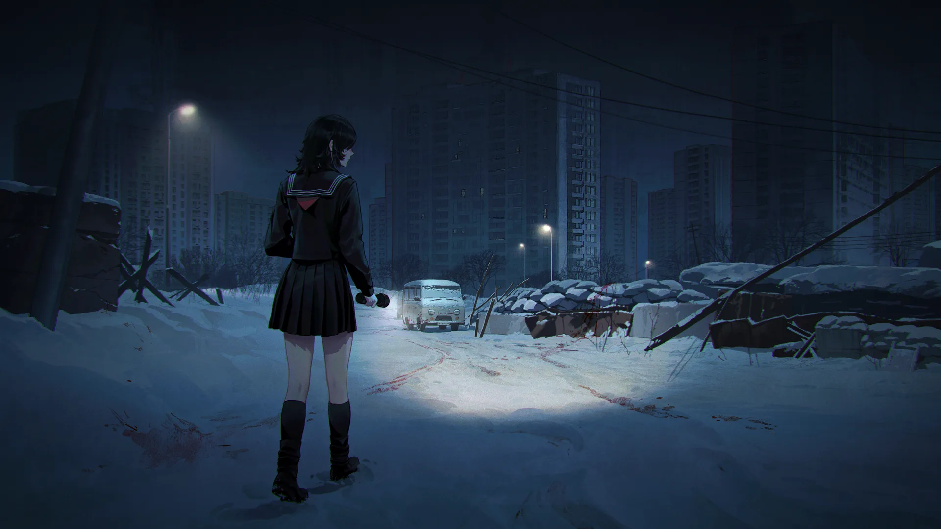 fangda · anime girls · original characters · standing