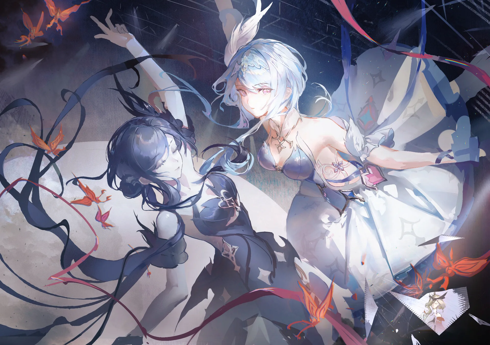 Genshin Impact · Odette (Genshin Impact) · two women · long hair