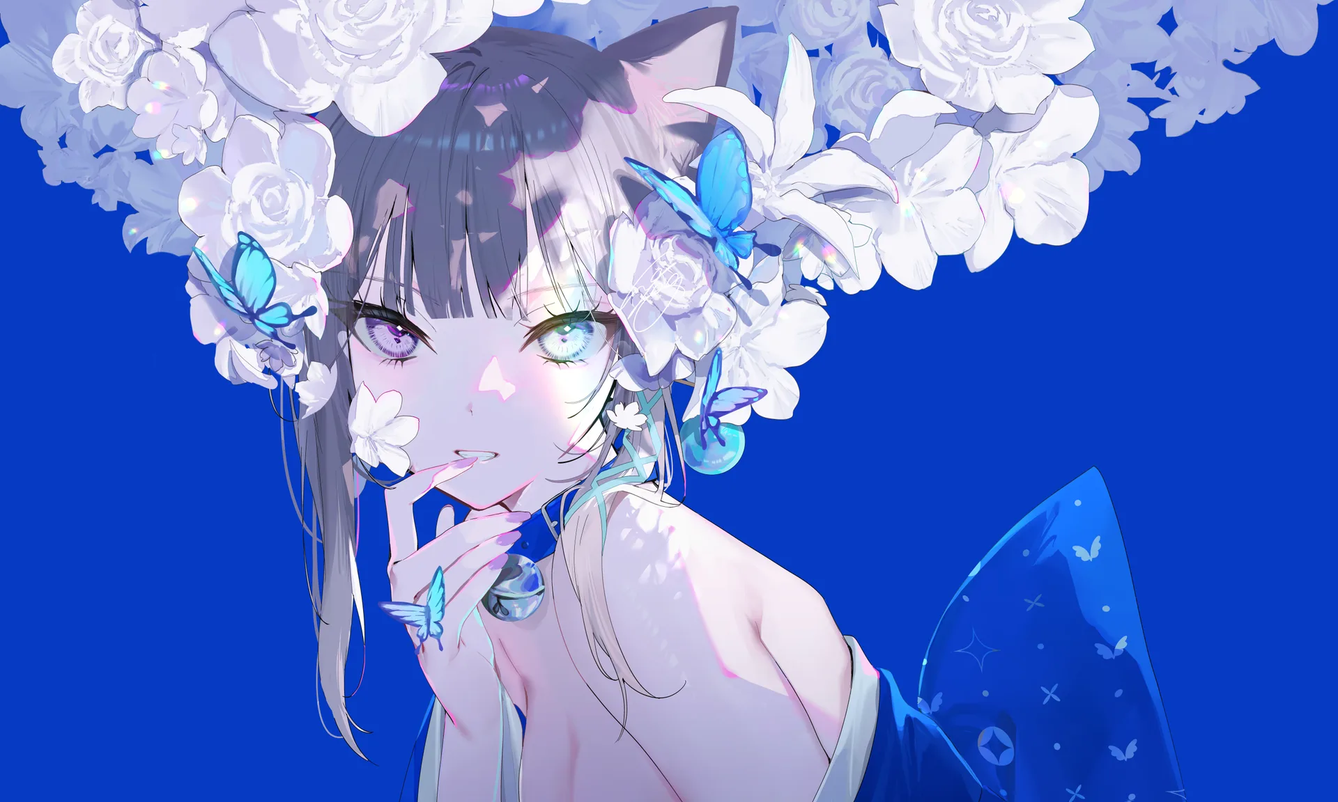 anime · anime girls · butterfly · cat ears