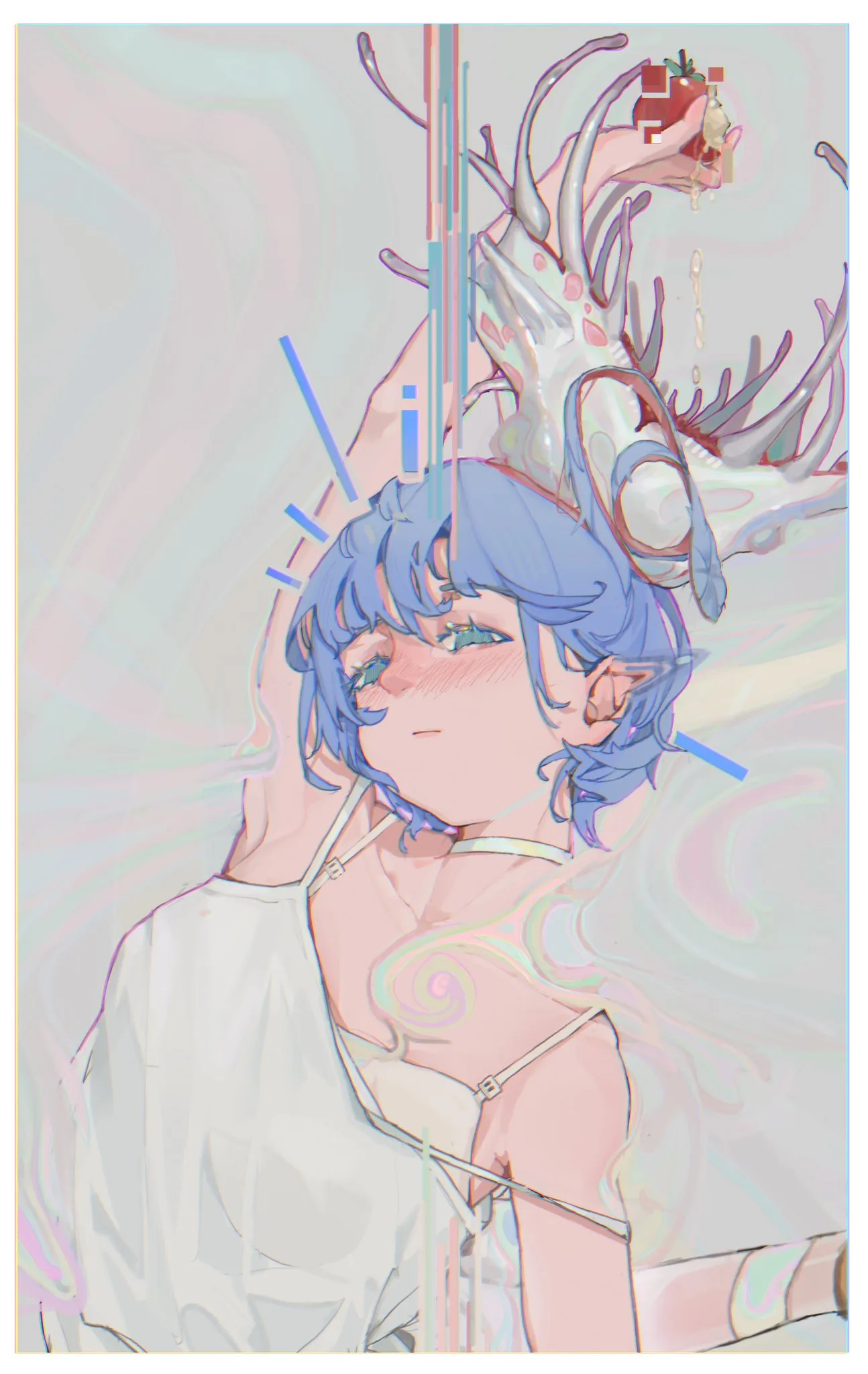 Kommi Ene · artwork · illustration · blue hair