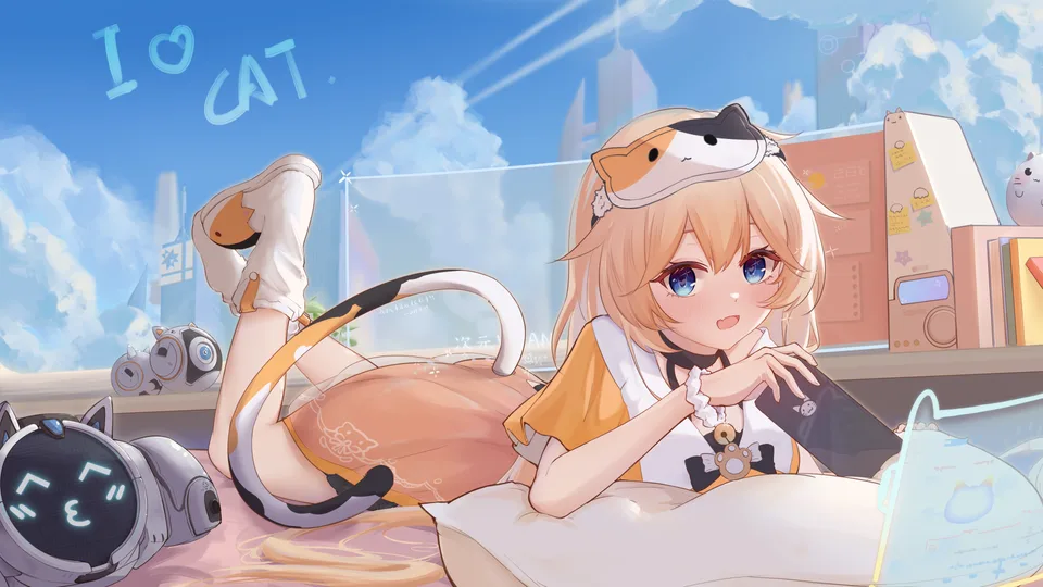 Asiimov · tail · blue eyes · slippers