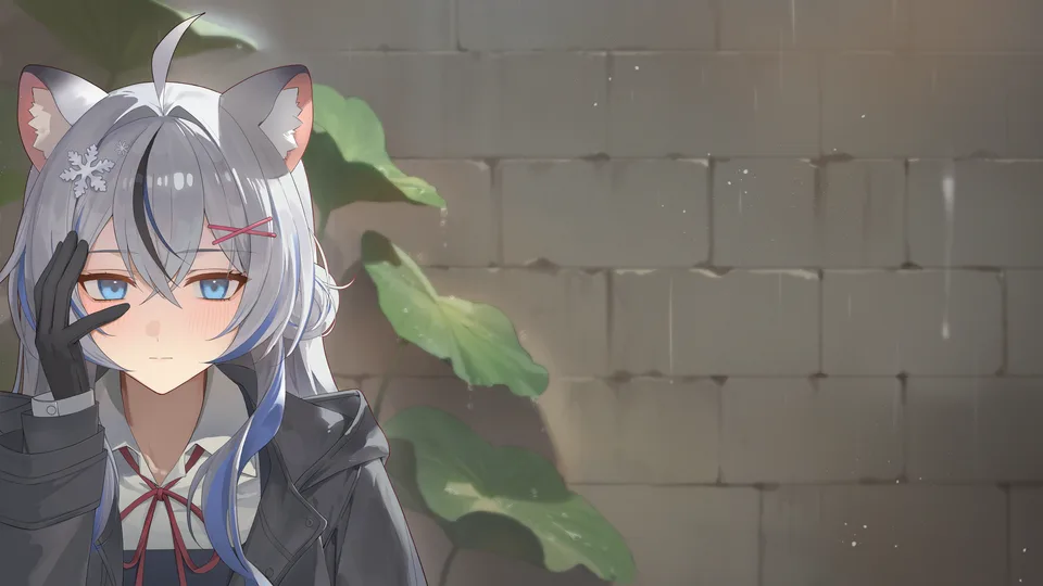 honshin01 · anime girls · blue eyes · gloves