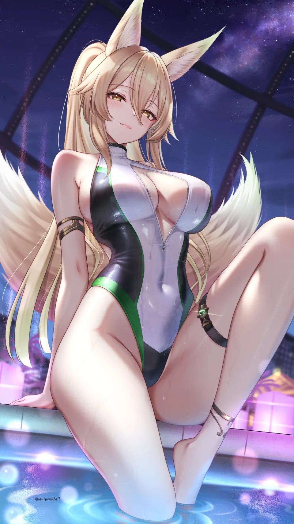 Suirin (Tukikagerou) · night · anime girls · portrait display