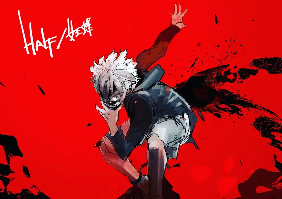 Tokyo Ghoul · Kaneki Ken · hand on face · white hair