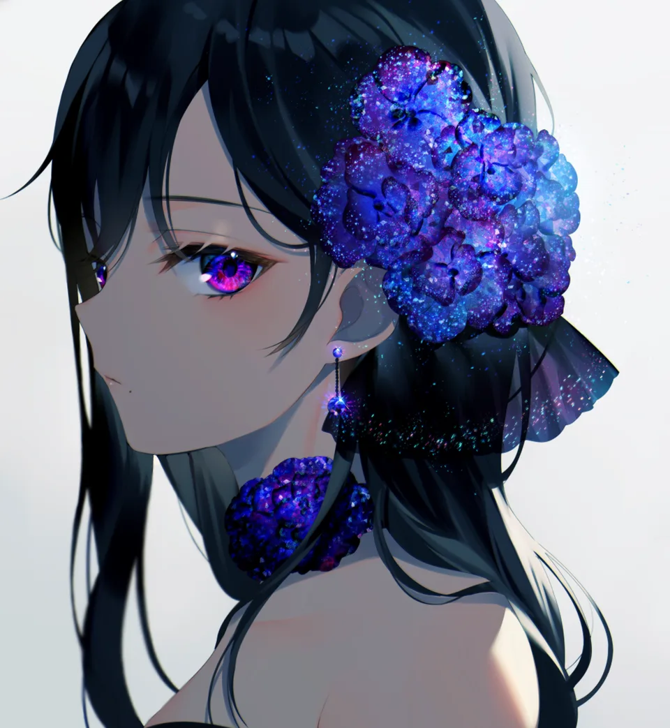 anime · anime girls · purple eyes · black hair