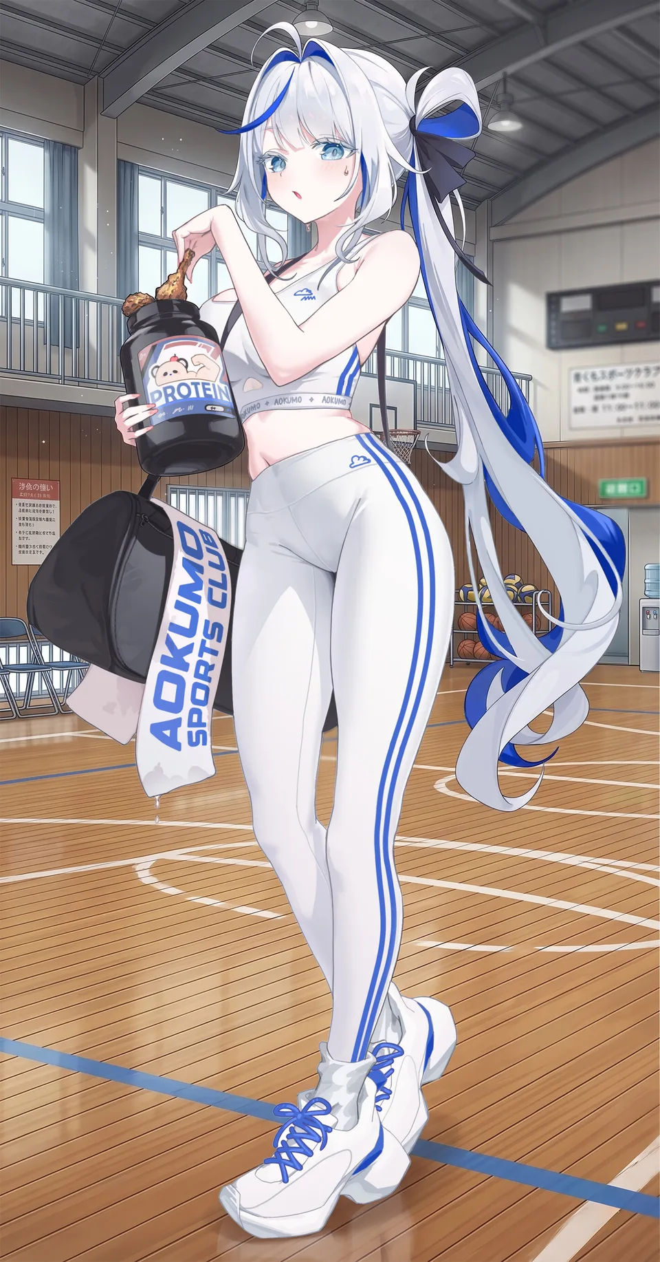 StelLive · gym clothes · silver hair · Aokumo Rin