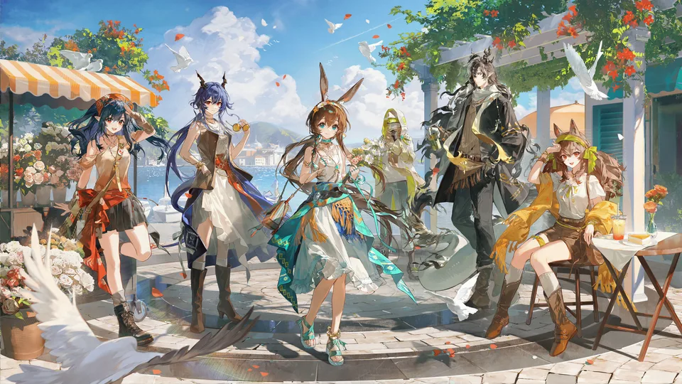 Closure (Arknights) · Angelina (Arknights) · Doctor (Arknights) · smiling