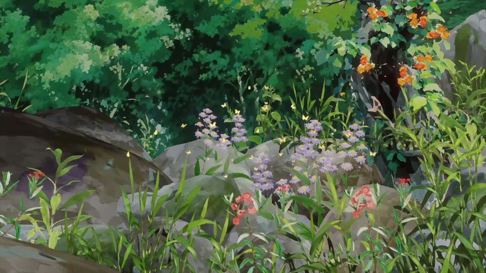 Hachimi · butterfly · flowers · boulder
