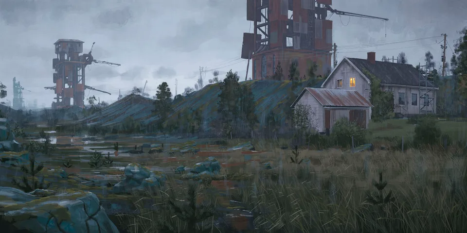 Simon Stålenhag · sky · clouds · plants