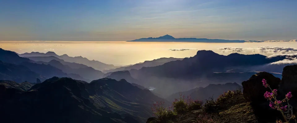 Tenerife with Mount Teide seen from Roque Nublo (Gran Canaria, Spain)