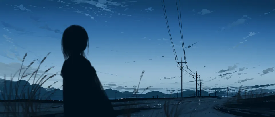 original characters · sunset · power lines · ultrawide