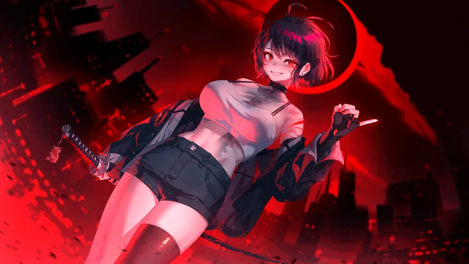 red · city · red moon · original characters