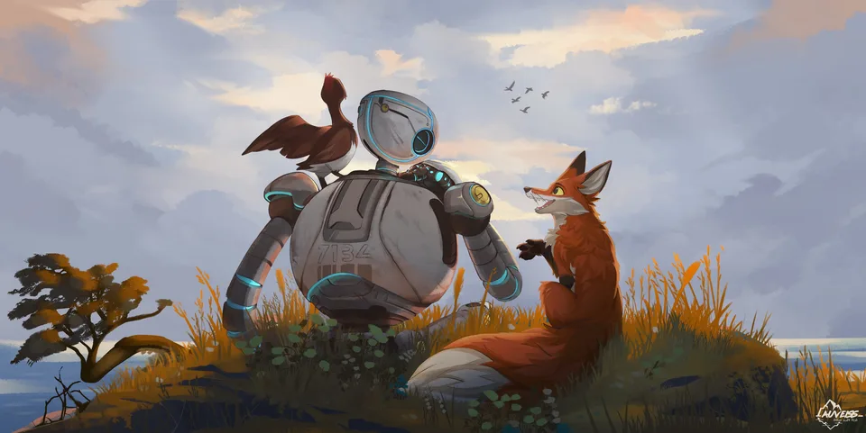 auveiss · The Wild Robot · plants · clouds