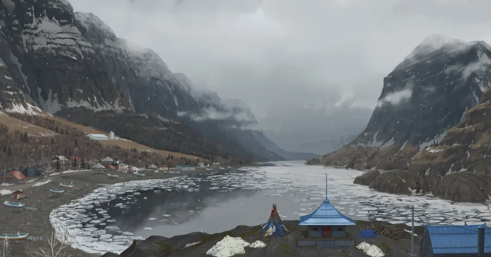 tatenosettan · lake · ice · shack