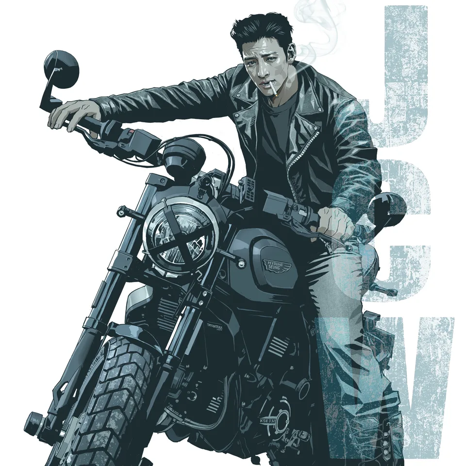 Seung Eun Kim · smoking · cigarettes · motorcycle
