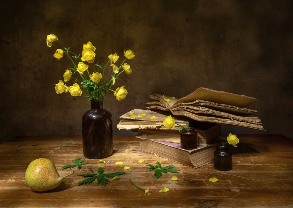 Tatiana Fedenkova · still life · yellow · books