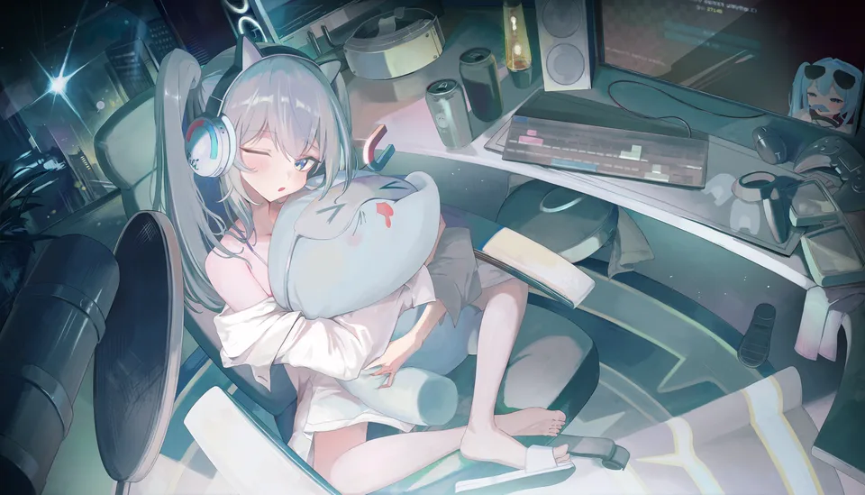 chowol · Virtual Youtuber · anime girls · sitting