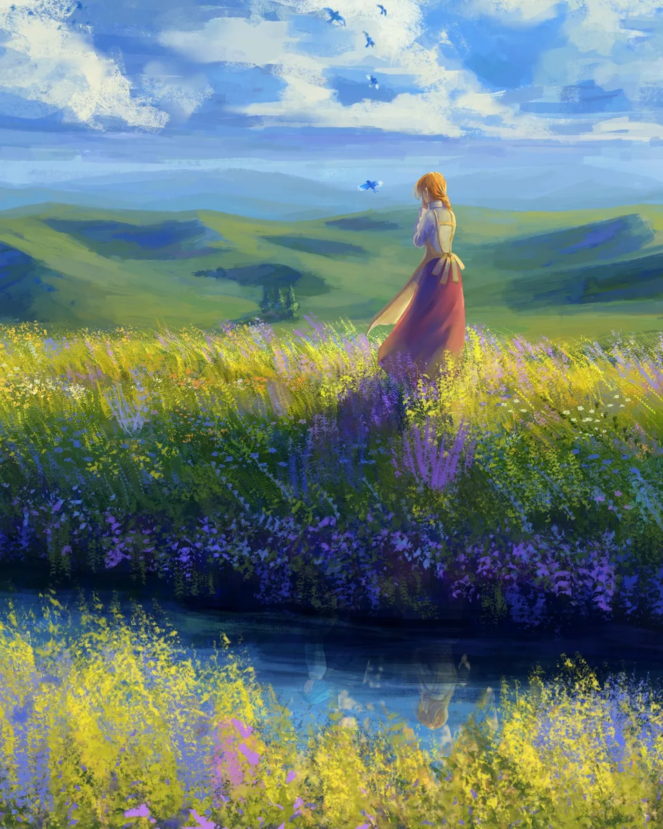 Dy.JPEG · Liz to Aoi Tori · anime girls · sky