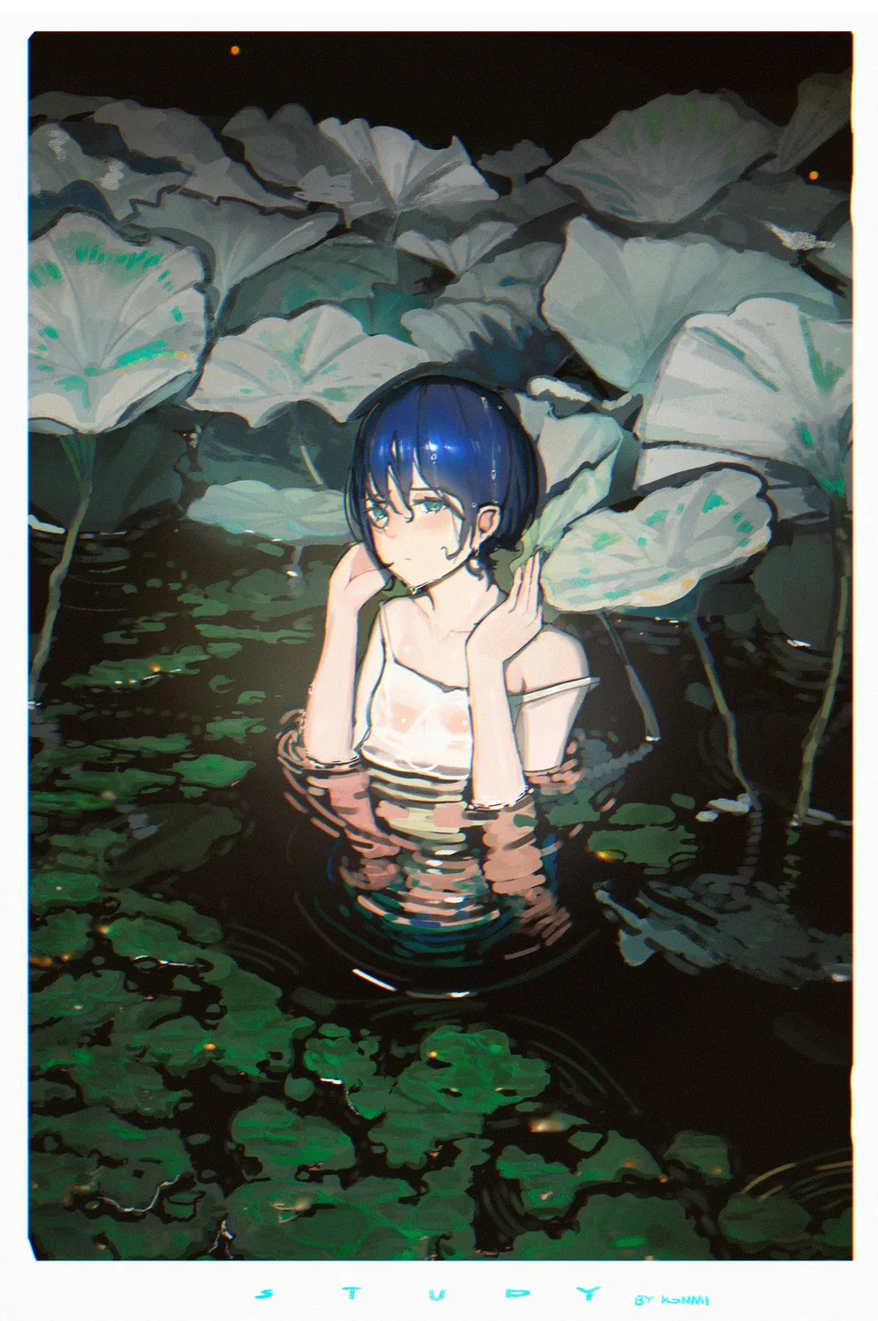 Kommi Ene · artwork · illustration · blue hair