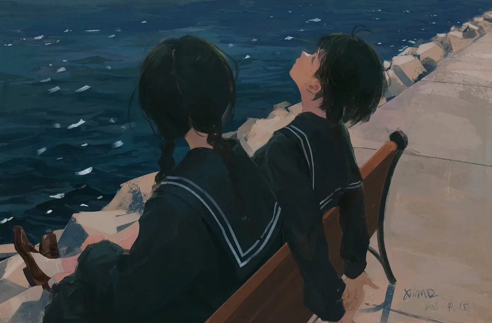 XilmO · artwork · anime girls · school uniform