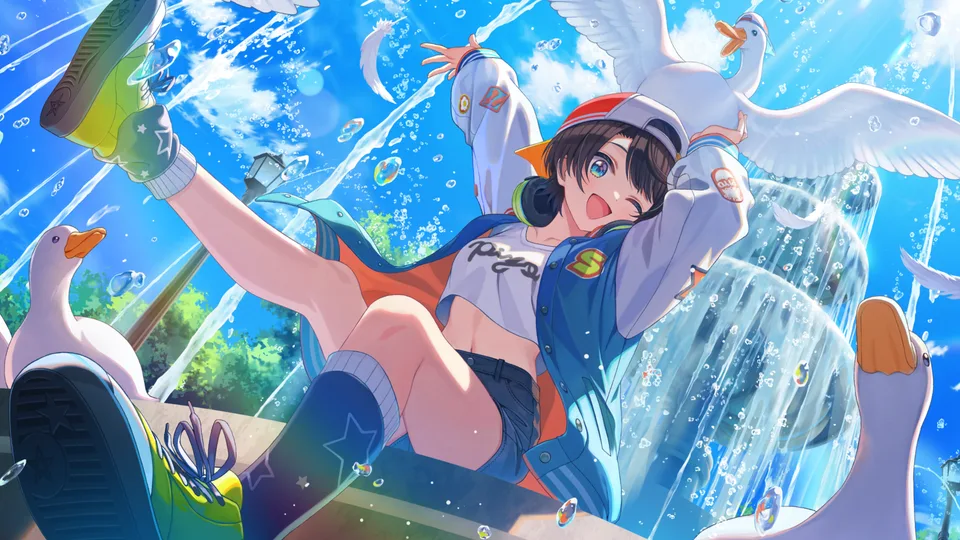Hololive · Virtual Youtuber · anime girls · one eye closed