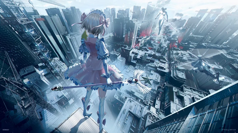 SWAV · anime girls · city · road