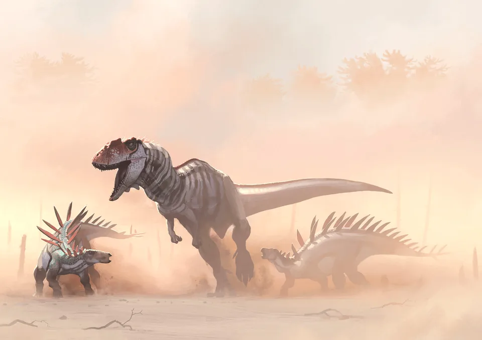 Simon Stålenhag · dinosaurs · dust · trees