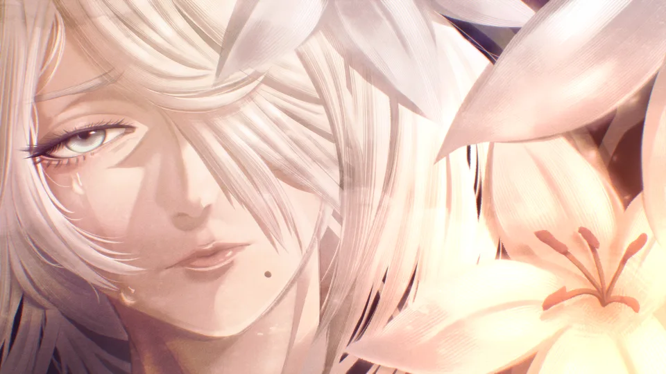 2B (Nier: Automata) · Nier: Automata · crying · flowers