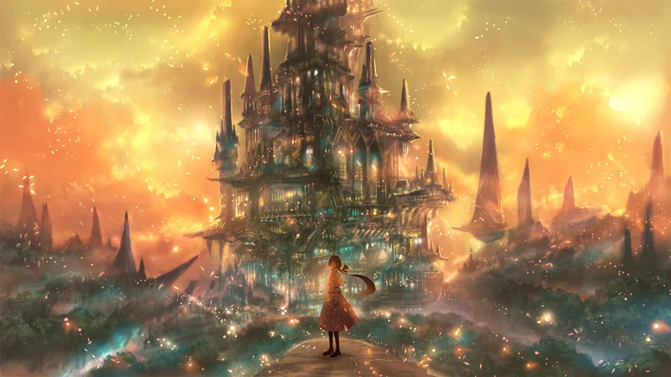 anime girls · twilight · Bou Nin · ultrawide