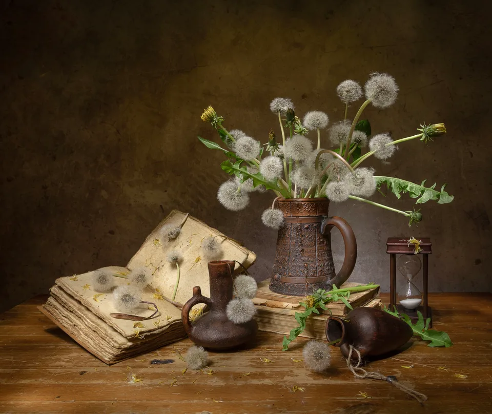 Tatiana Fedenkova · still life · dandelion · vases
