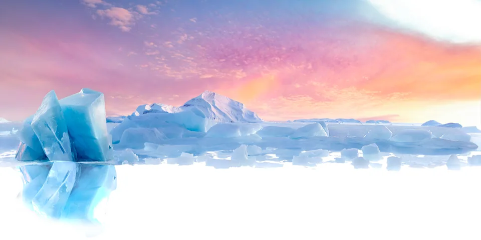ArtStation · colorful · pink clouds · glacier lakes