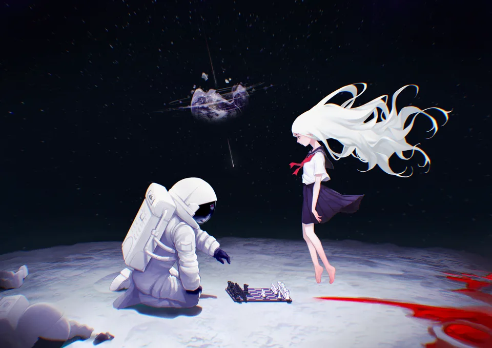 Zero808w · space · Earth · anime girls