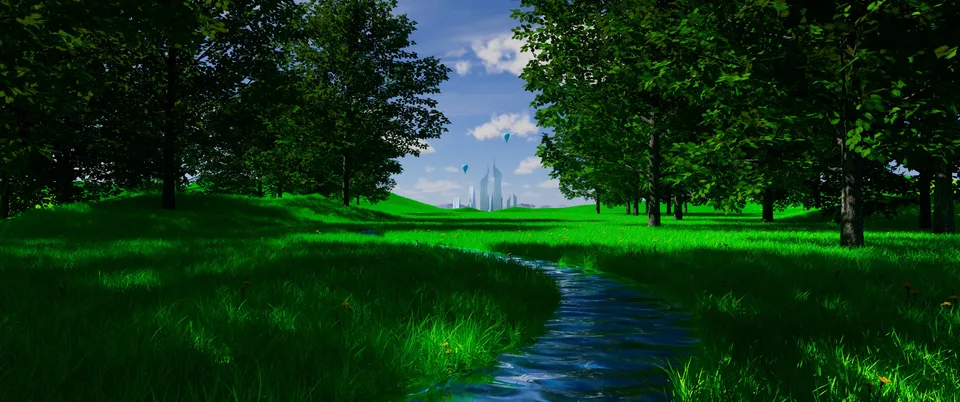 PerfectHue · grass · trees · blue