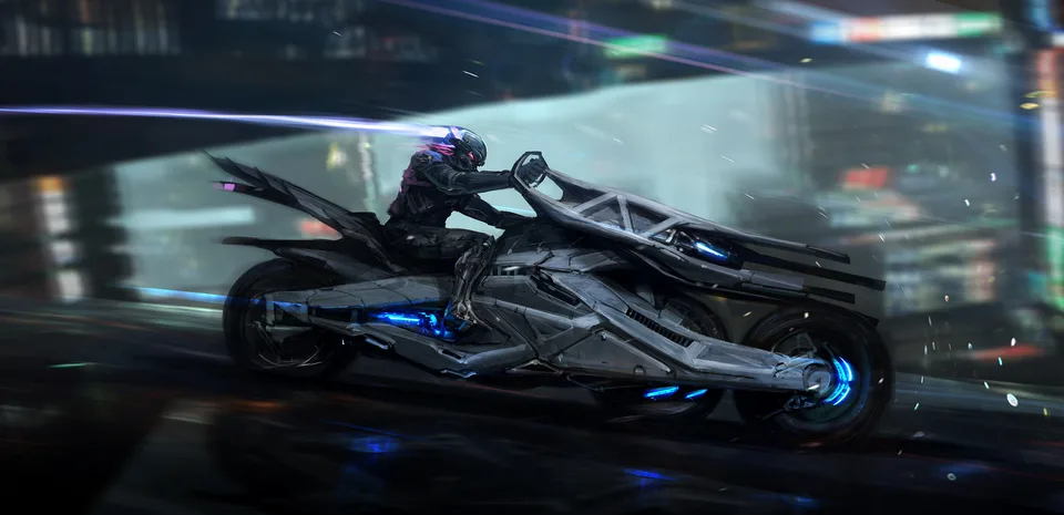 biker · jet bike · motorcycle · futuristic