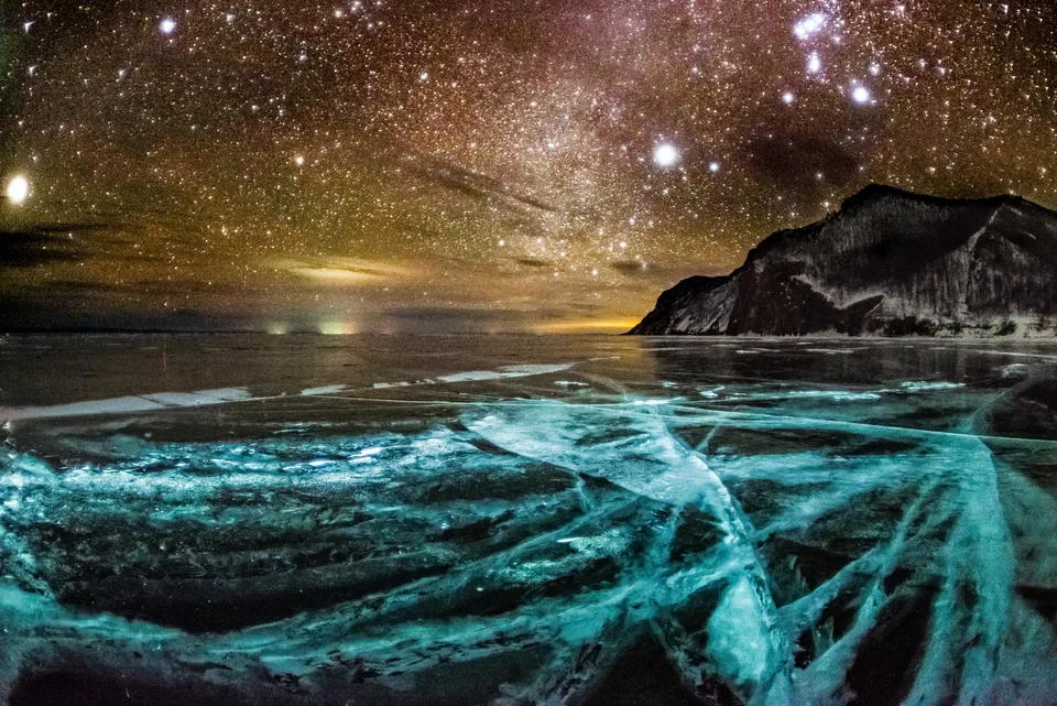Stars over lake Baikal