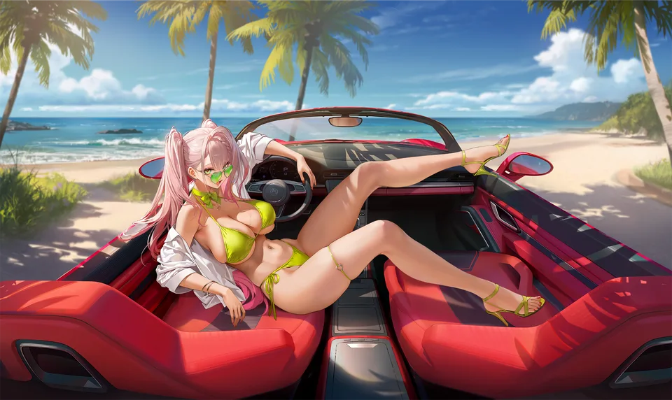 Azur Lane · green swimsuit · video game girls · long hair