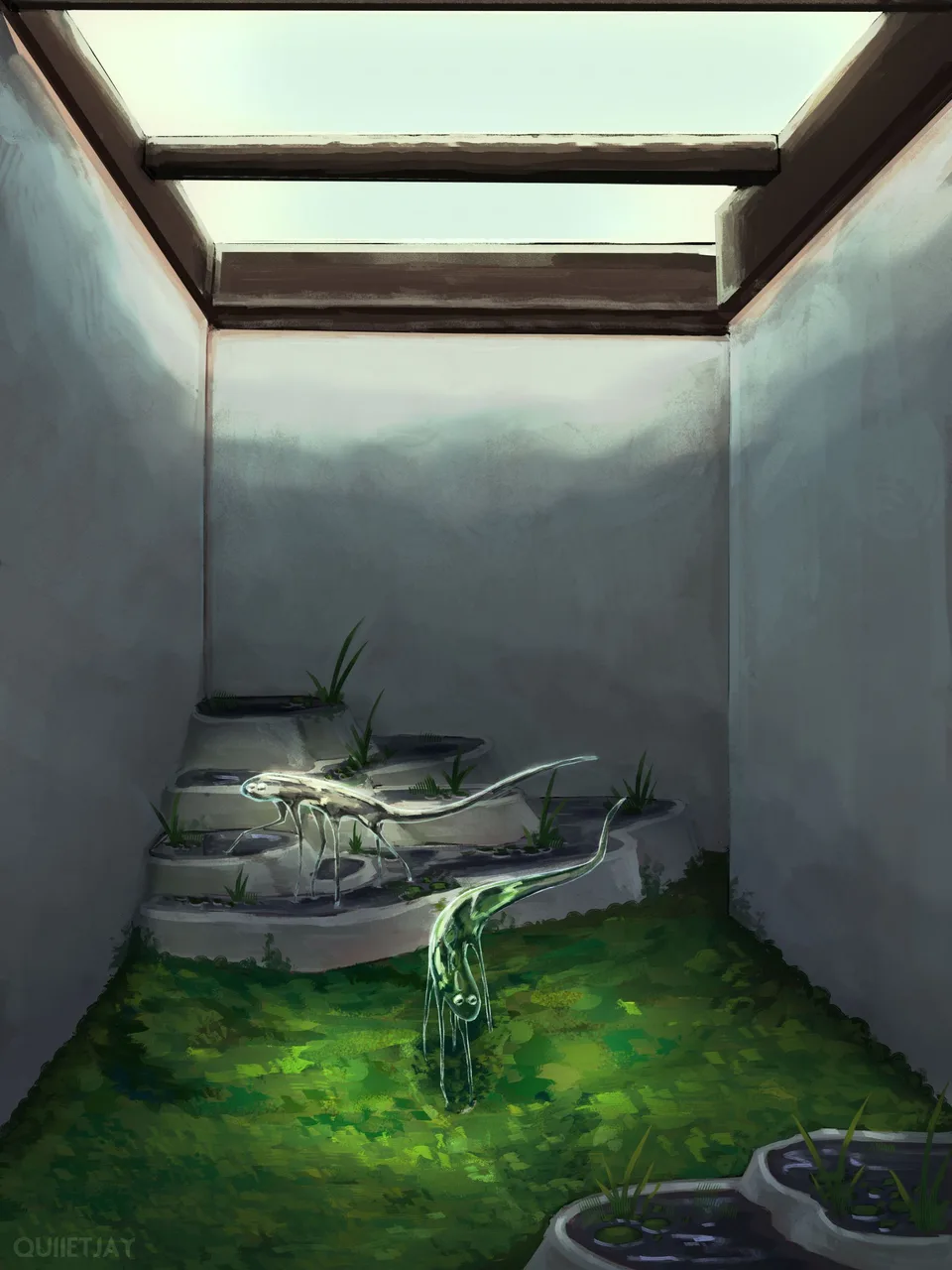 Zooliminology · liminal space · greenery · creature