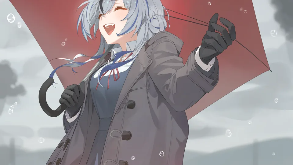 honshin01 · anime girls · umbrella · gloves