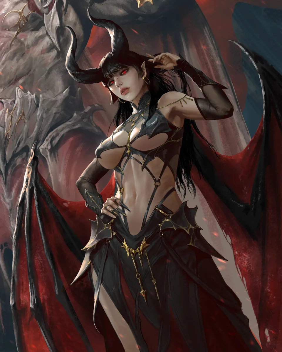 succubus · fantasy art · fantasy girl · wide breasts