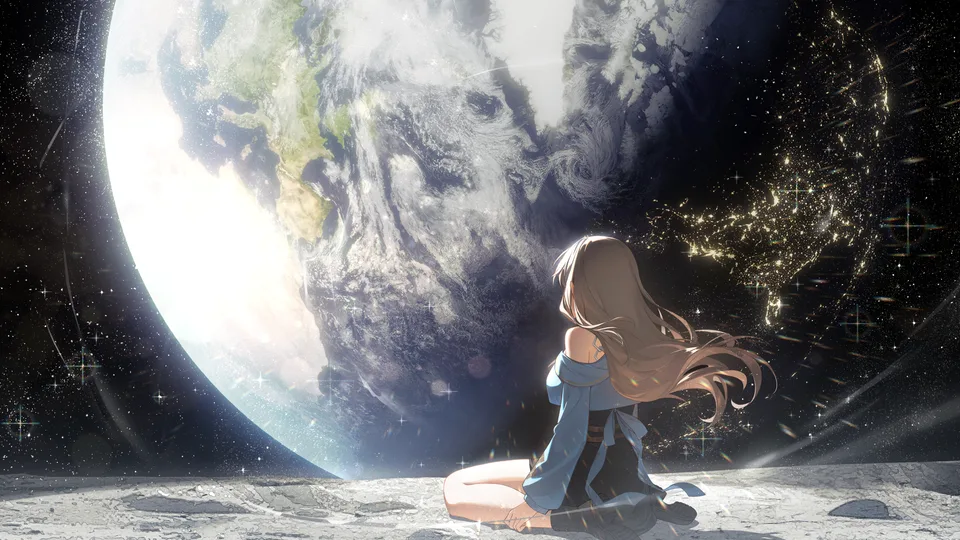 indie virtual youtuber · stars · long sleeves · looking away